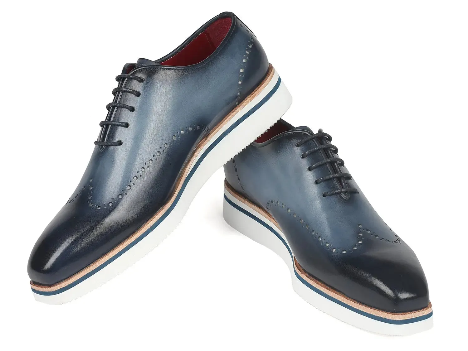 Paul Parkman Men's Smart Casual Wingtip Oxfords in Navy