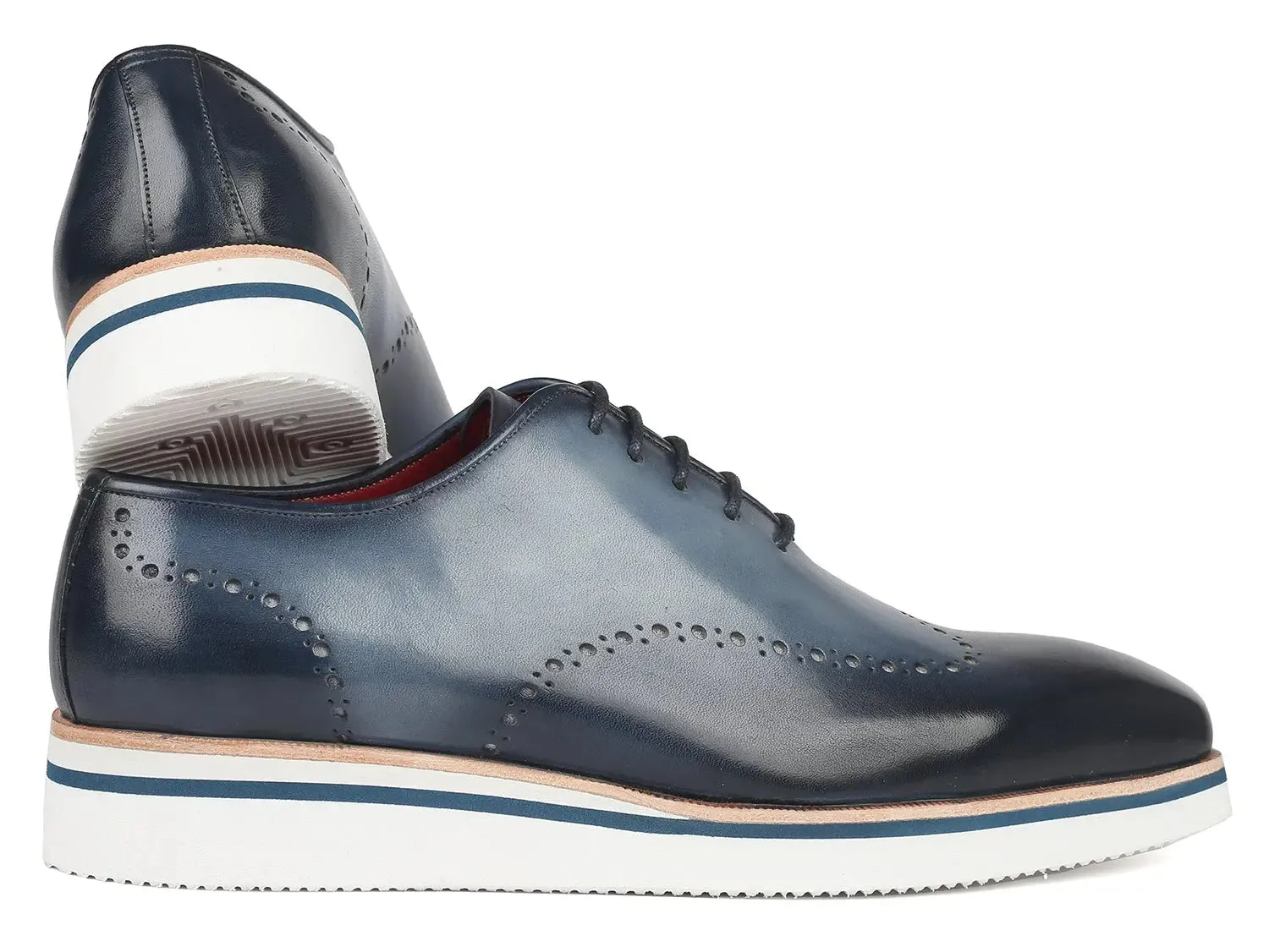 Paul Parkman Men's Smart Casual Wingtip Oxfords in Navy