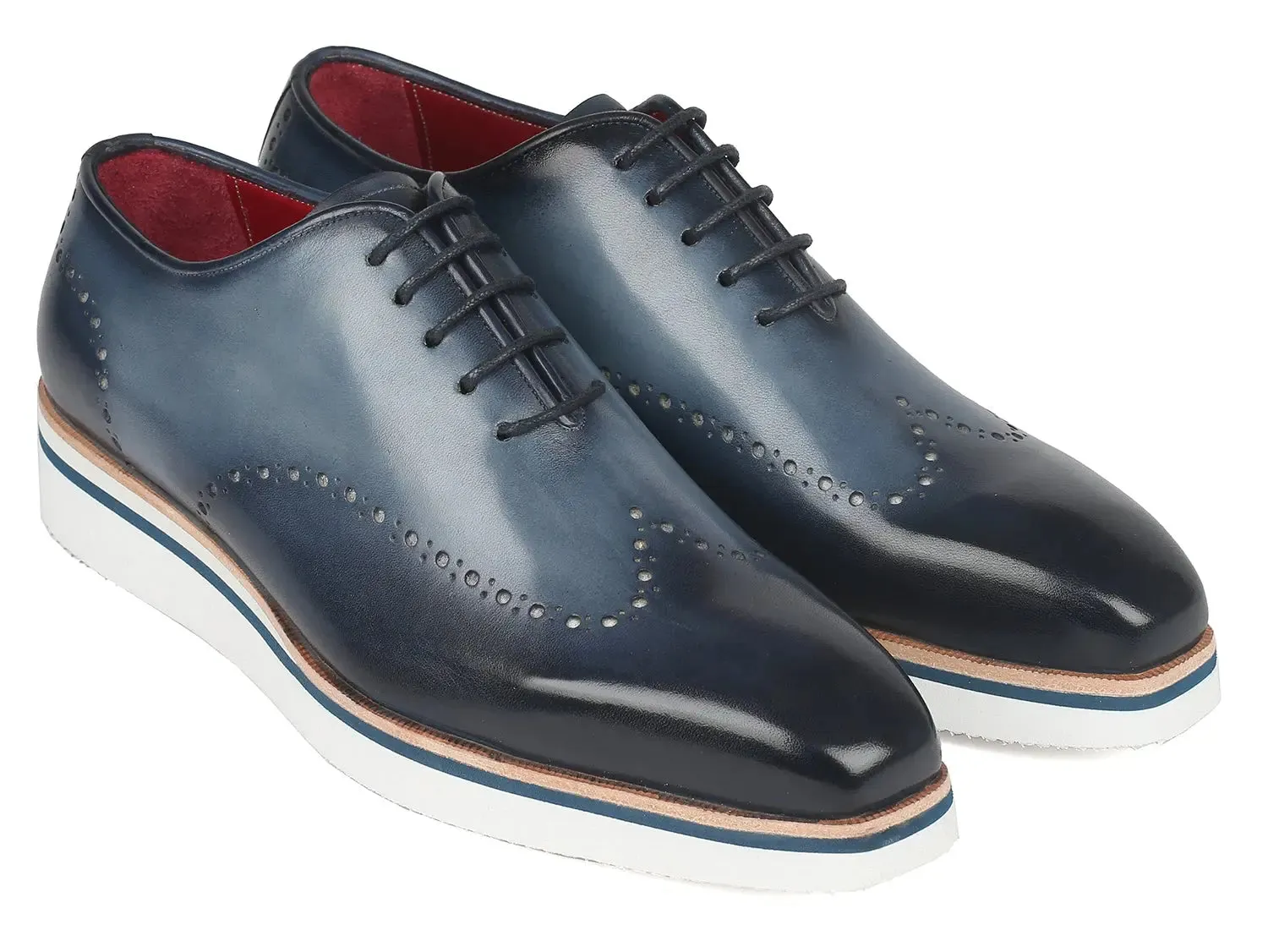 Paul Parkman Men's Smart Casual Wingtip Oxfords in Navy
