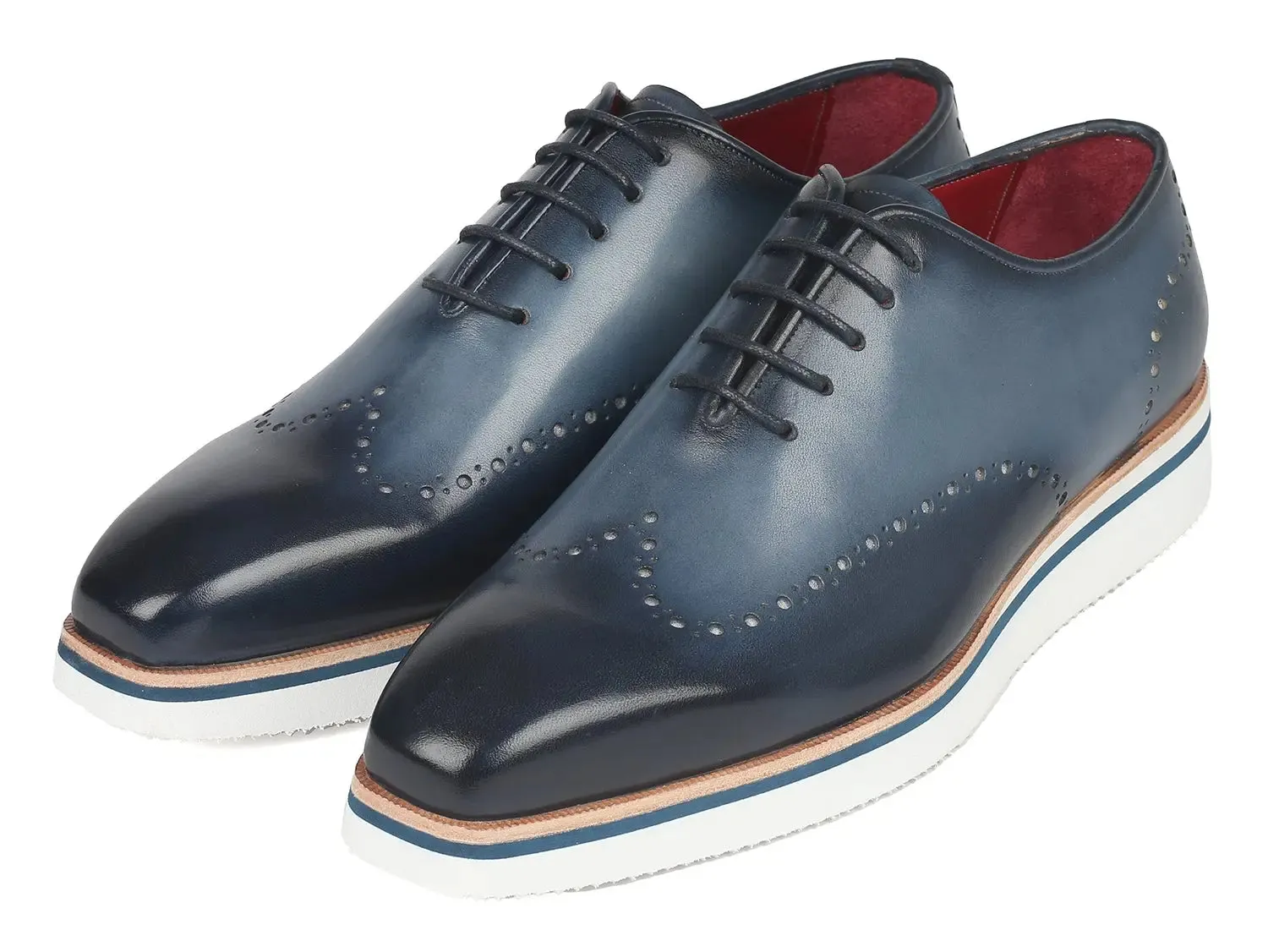 Paul Parkman Men's Smart Casual Wingtip Oxfords in Navy