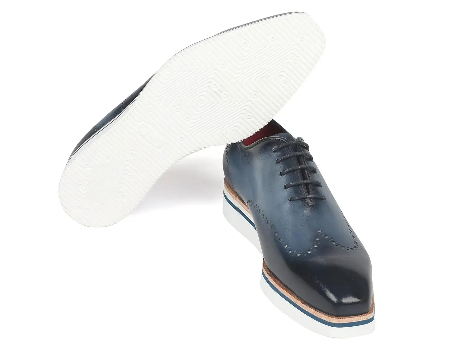 Paul Parkman Men's Smart Casual Wingtip Oxfords in Navy
