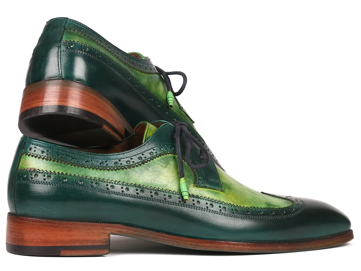 Paul Parkman Men's Wingtip Derby Shoes in Green Dual Tone