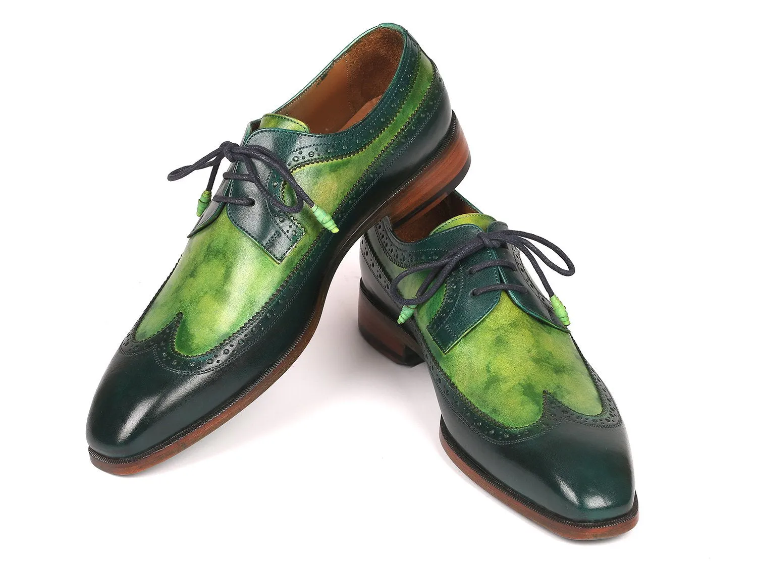 Paul Parkman Men's Wingtip Derby Shoes in Green Dual Tone