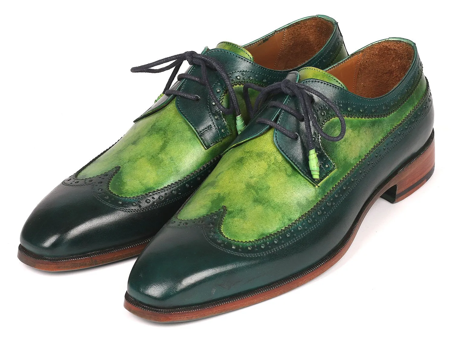 Paul Parkman Men's Wingtip Derby Shoes in Green Dual Tone
