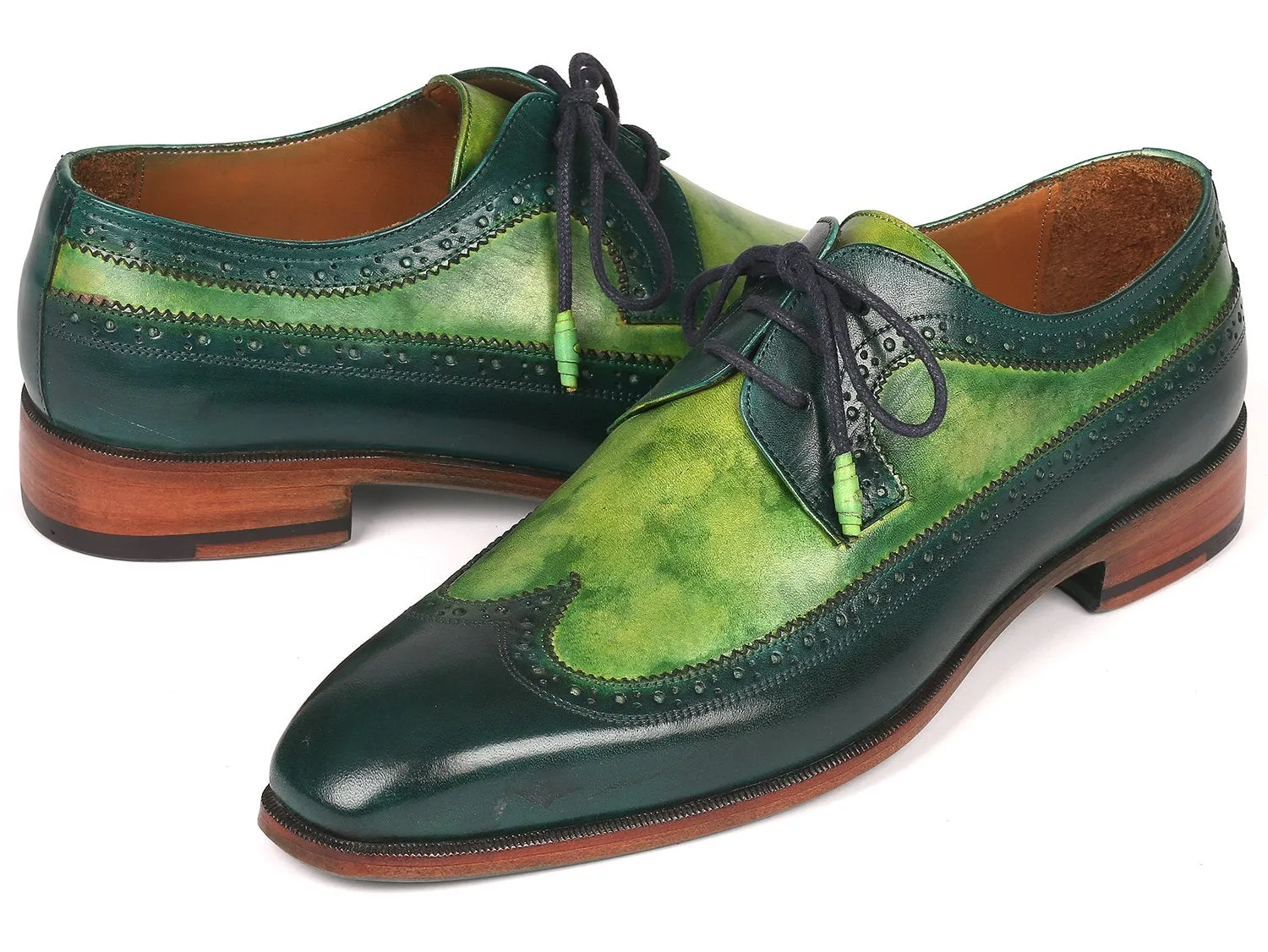Paul Parkman Men's Wingtip Derby Shoes in Green Dual Tone