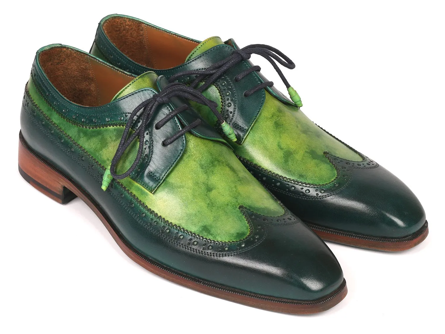 Paul Parkman Men's Wingtip Derby Shoes in Green Dual Tone