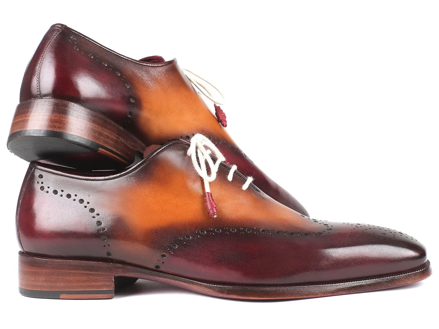 Paul Parkman Men's Wingtip Oxfords in Bordeaux & Camel
