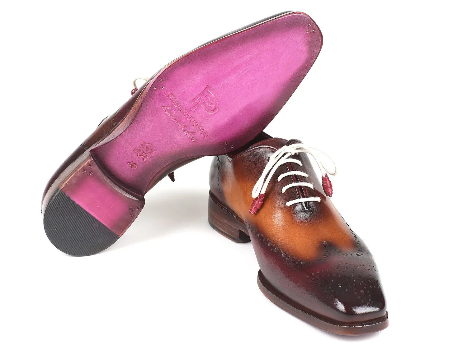 Paul Parkman Men's Wingtip Oxfords in Bordeaux & Camel
