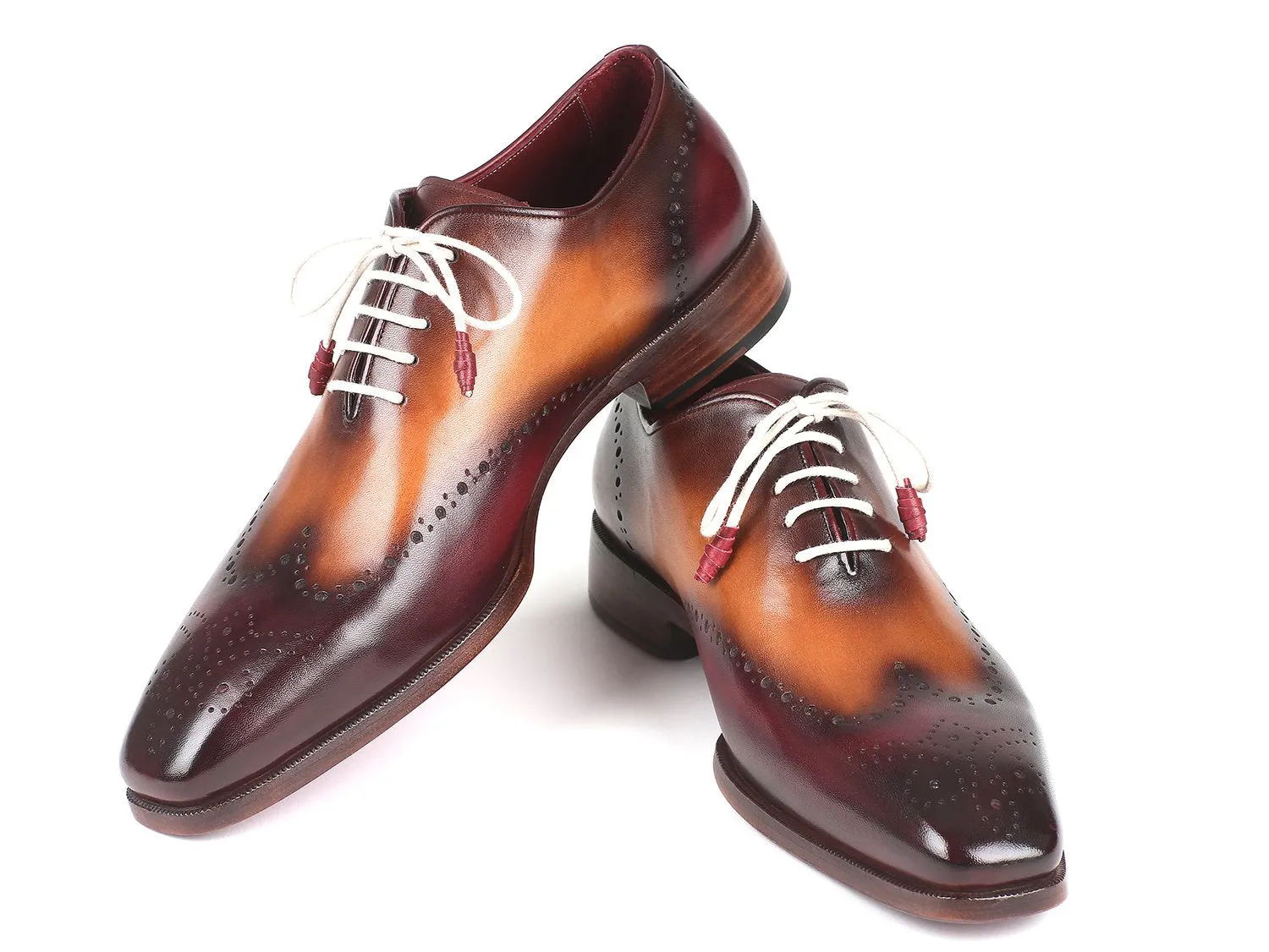Paul Parkman Men's Wingtip Oxfords in Bordeaux & Camel