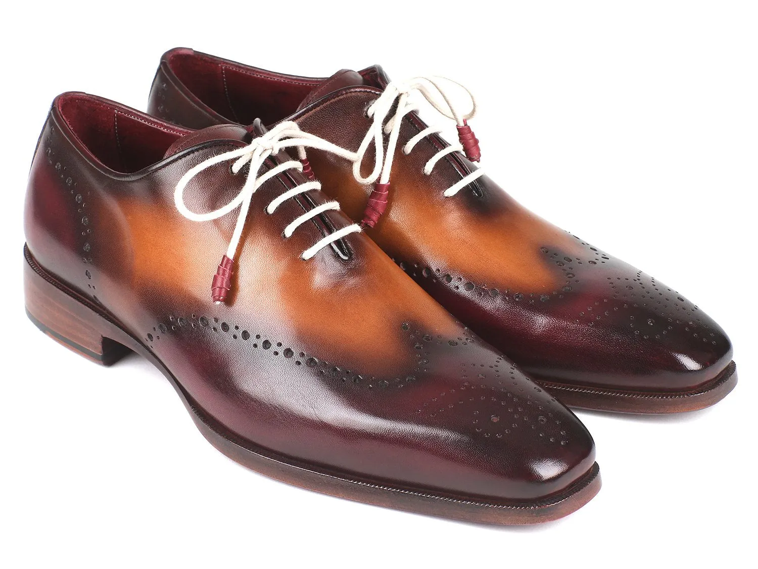 Paul Parkman Men's Wingtip Oxfords in Bordeaux & Camel