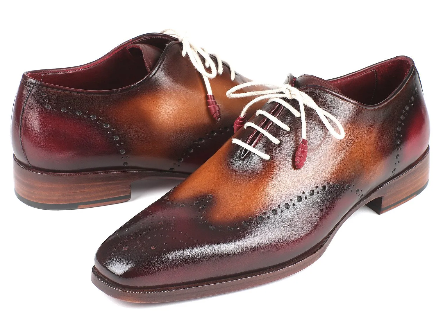 Paul Parkman Men's Wingtip Oxfords in Bordeaux & Camel