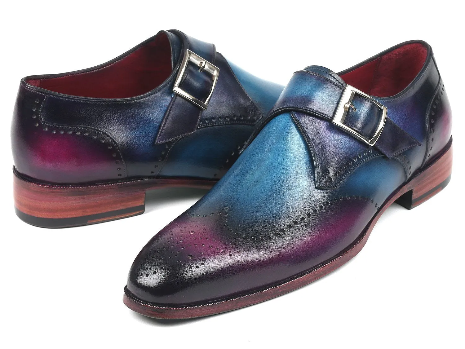 Paul Parkman Single Monkstraps Blue & Purple