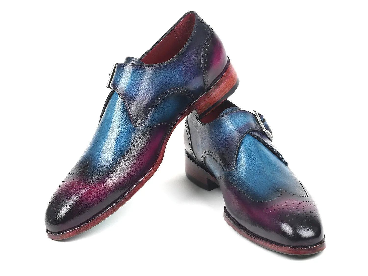 Paul Parkman Single Monkstraps Blue & Purple