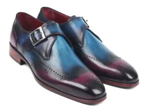 Paul Parkman Single Monkstraps Blue & Purple