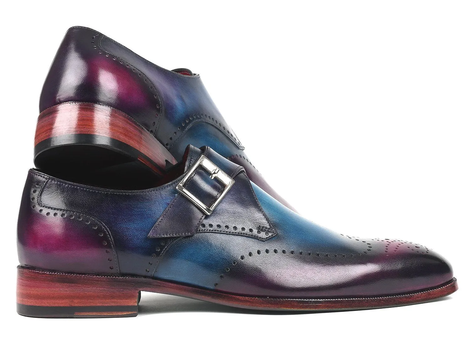 Paul Parkman Single Monkstraps Blue & Purple