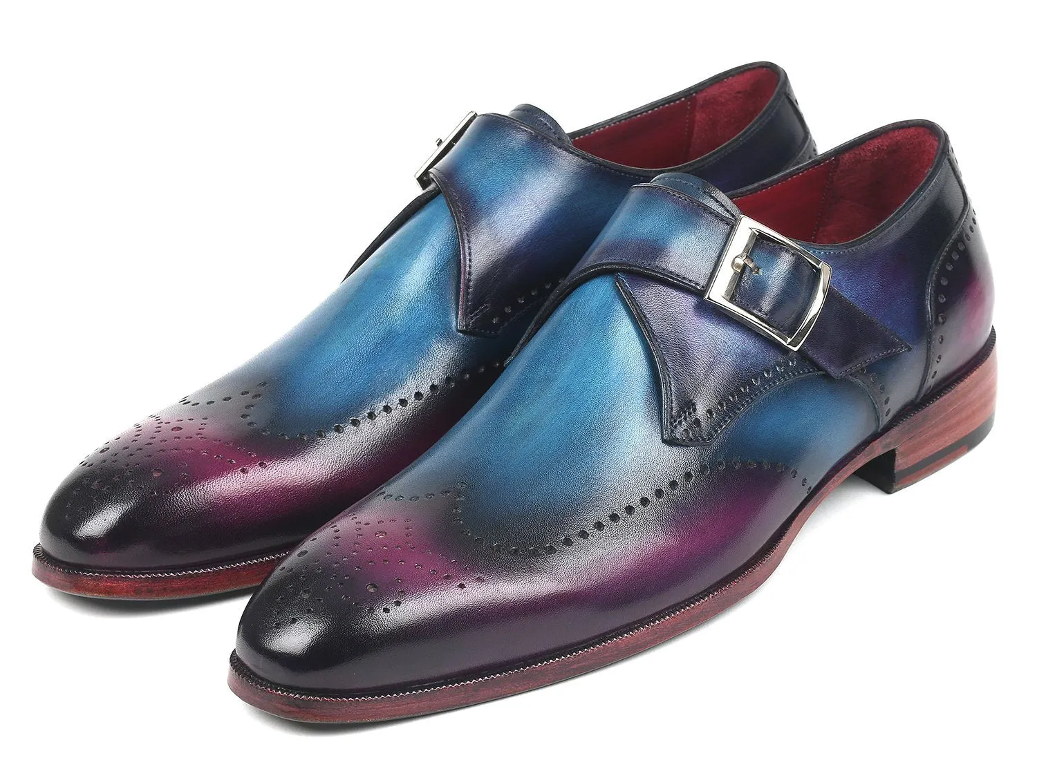 Paul Parkman Single Monkstraps Blue & Purple