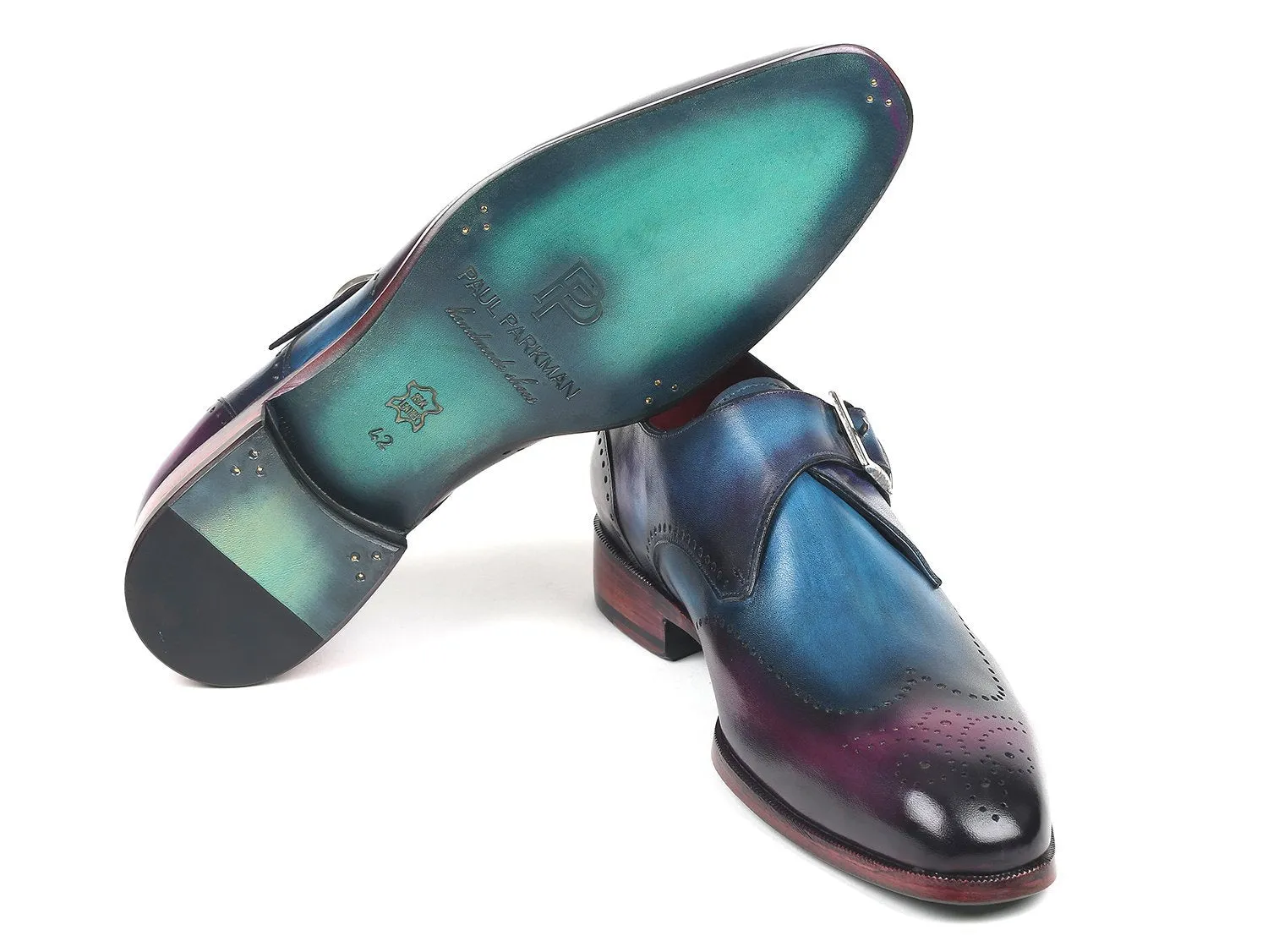 Paul Parkman Single Monkstraps Blue & Purple