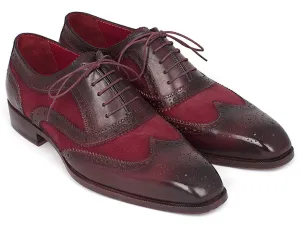 Paul Parkman Suede & Calfskin Men's Wingtip Oxfords in Bordeaux