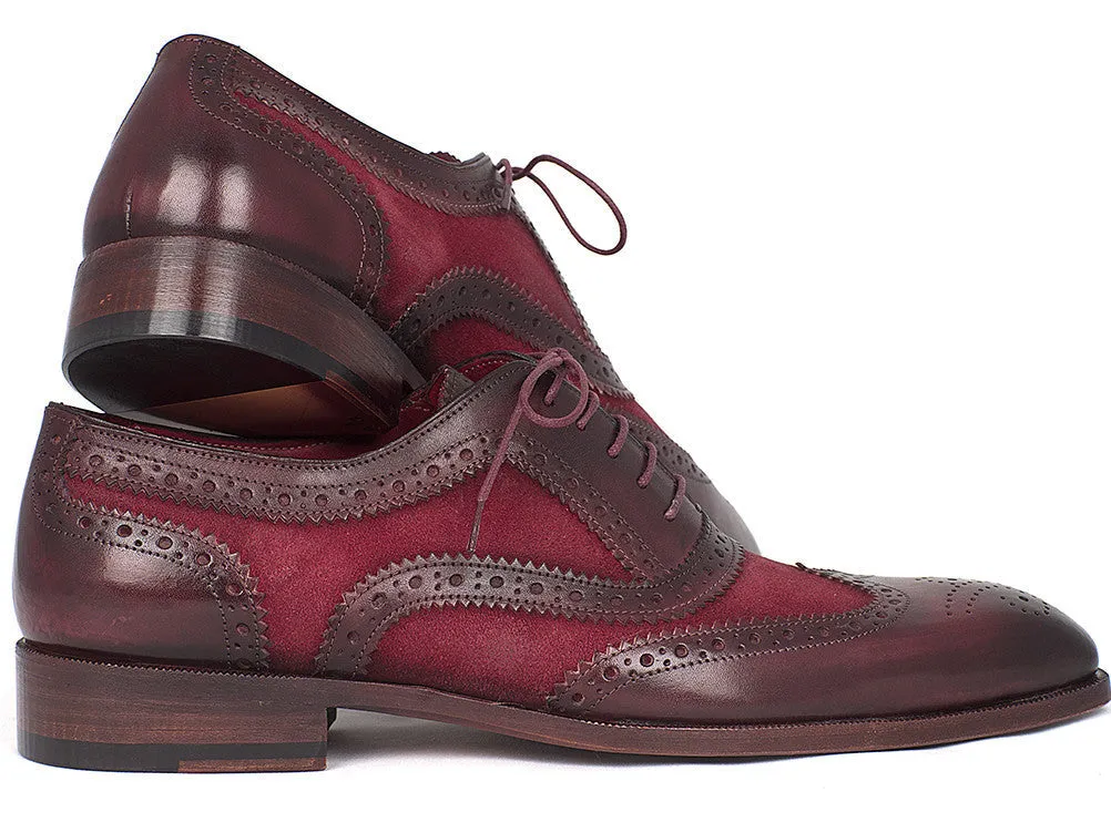 Paul Parkman Suede & Calfskin Men's Wingtip Oxfords in Bordeaux