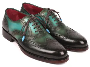 Paul Parkman Wingtip Oxfords Goodyear Welted in Brown & Green