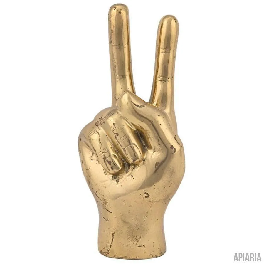 Peace Sign Sculpture in Brass, tabletop art