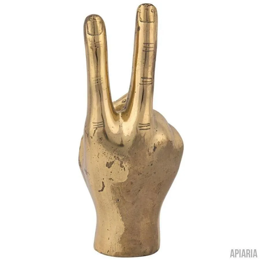 Peace Sign Sculpture in Brass, tabletop art