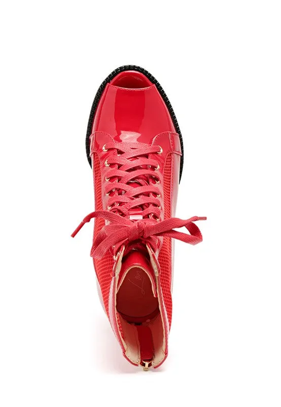 Peep Toe Lace Up Booties