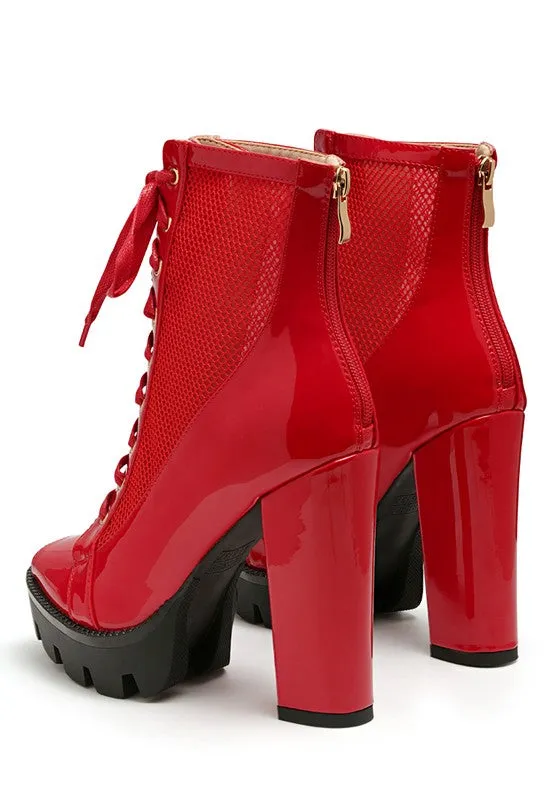 Peep Toe Lace Up Booties