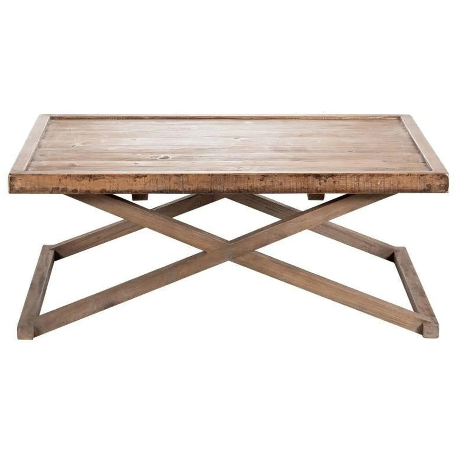 Penelope Coffee Table With Trays Antique Natural Top / Medium Grey Base