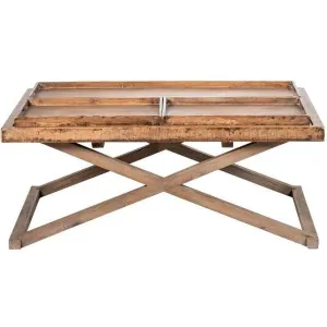 Penelope Coffee Table With Trays Antique Natural Top / Medium Grey Base