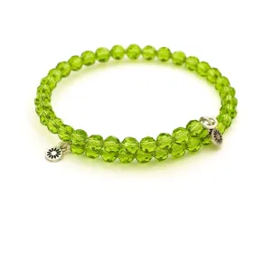 Peridot Crystal, Cufflet Antique Silver Color Finish