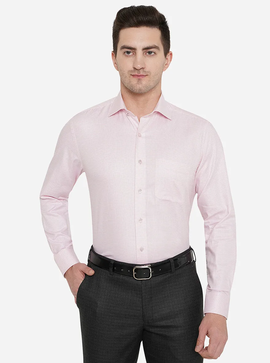 Pink Checked Regular Fit Formal Shirt | JadeBlue