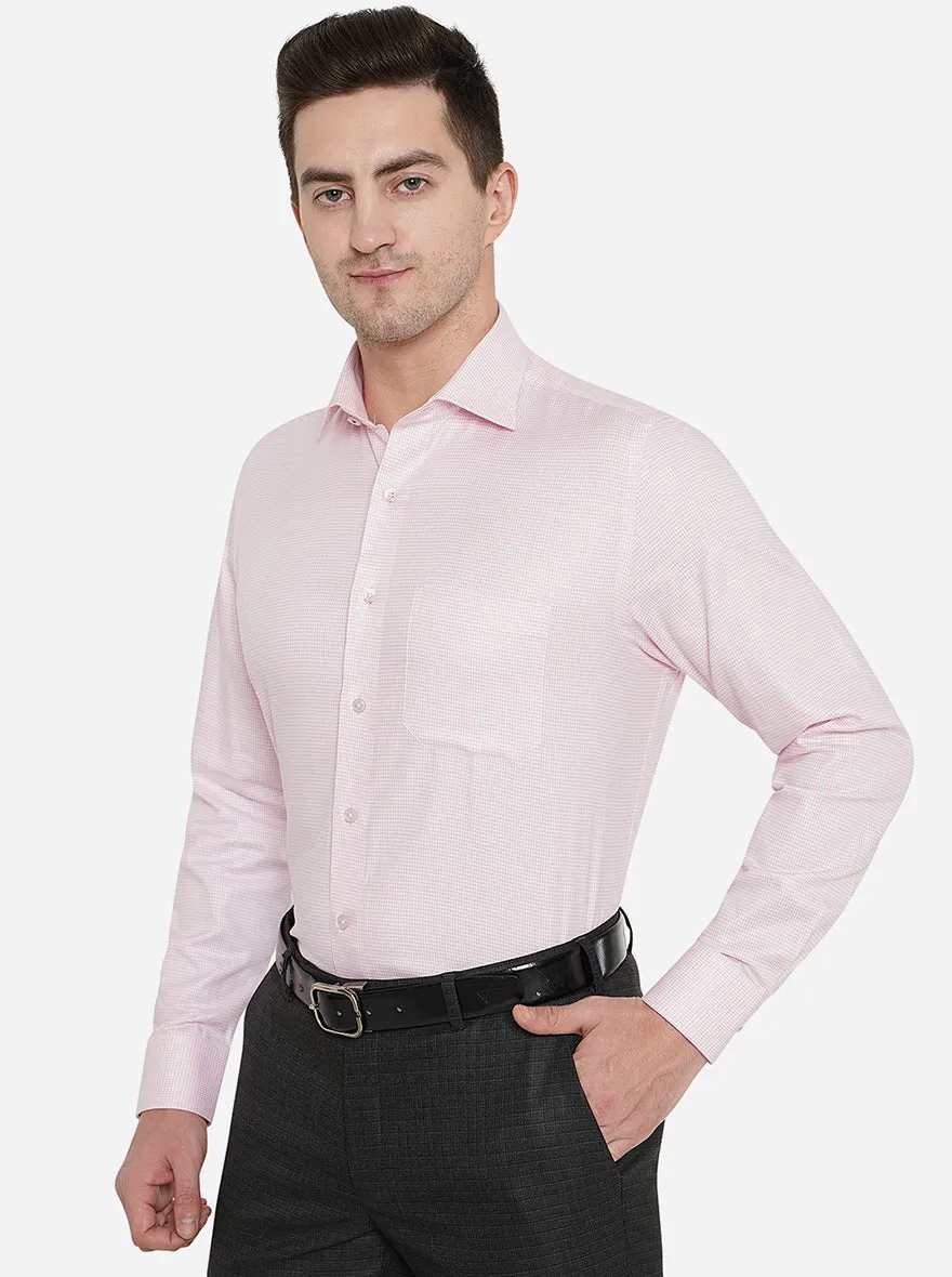 Pink Checked Regular Fit Formal Shirt | JadeBlue