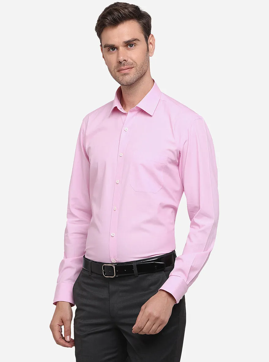 Pink Solid Regular Fit Formal Shirt | JadeBlue