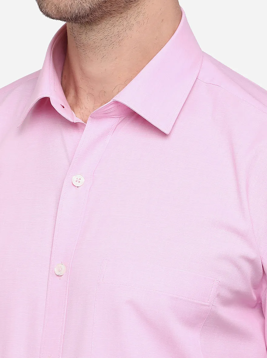 Pink Solid Regular Fit Formal Shirt | JadeBlue