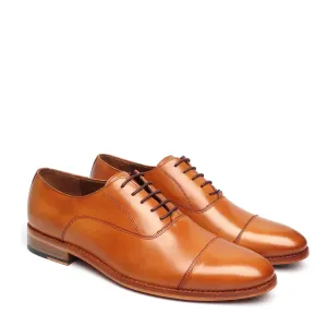 Police Uniform Shoes in Tan Leather with Leather Sole By Brune & Bareskin