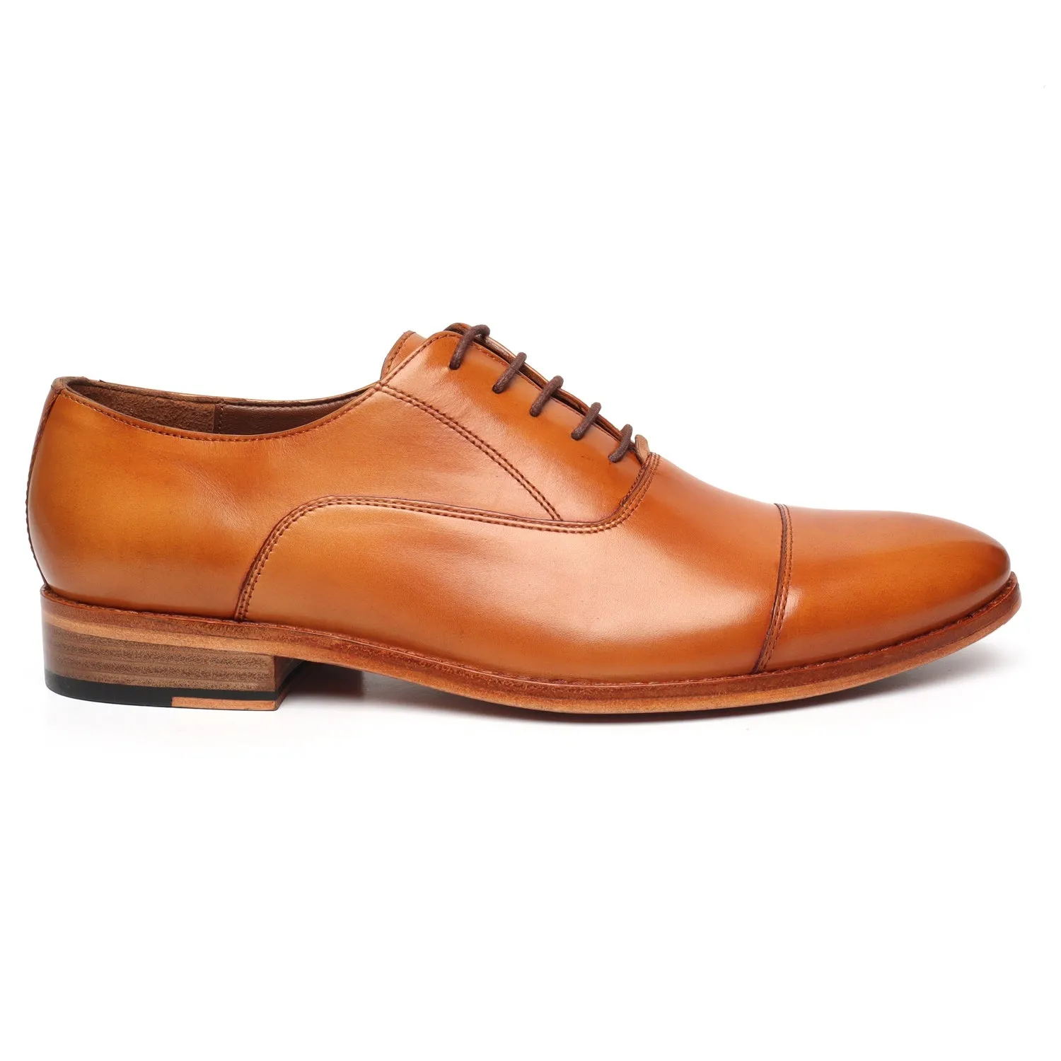 Police Uniform Shoes in Tan Leather with Leather Sole By Brune & Bareskin