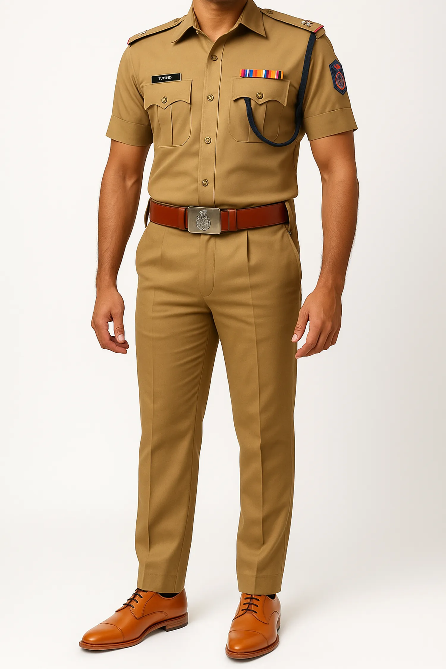 Police Uniform Shoes in Tan Leather with Leather Sole By Brune & Bareskin
