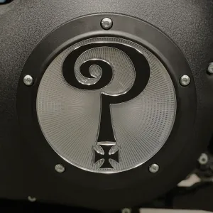 Question Mark Twin Cam Derby Cover - Matte Black   Aluminum