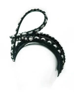 "Derby Chain" Black Latex Headband with Chain Detail Bow