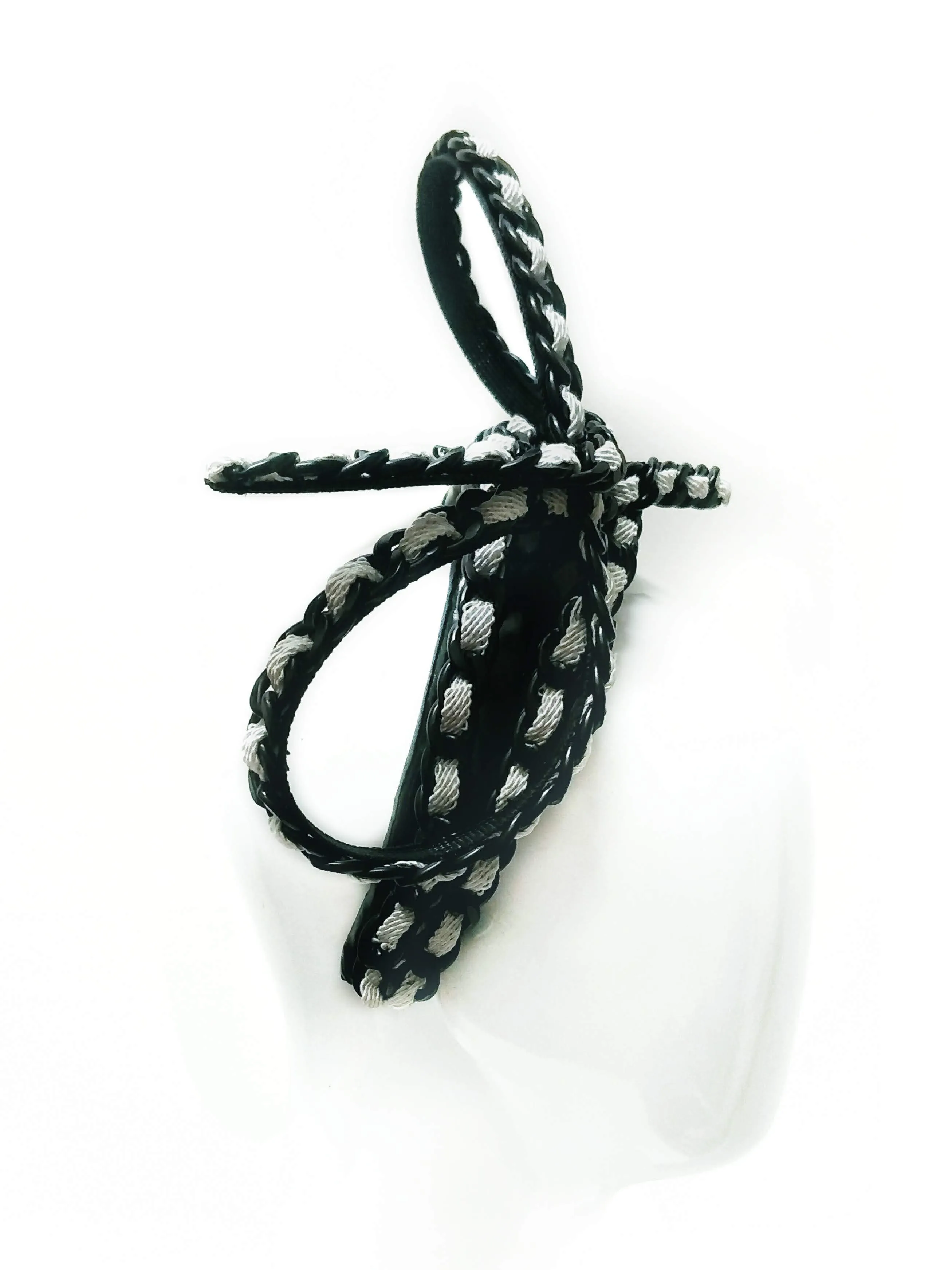 "Derby Chain" Black Latex Headband with Chain Detail Bow