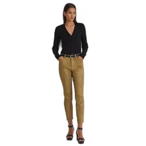 Ralph Lauren Olive Golden Wash Sz 8/29 Metallic High-Rise Skinny Ankle Jean NWT