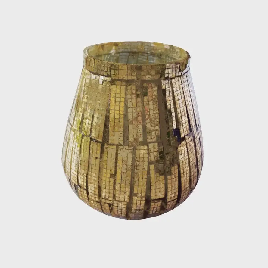 RECYCLED GLASS MOSAIC VOTIVE HOLDER
