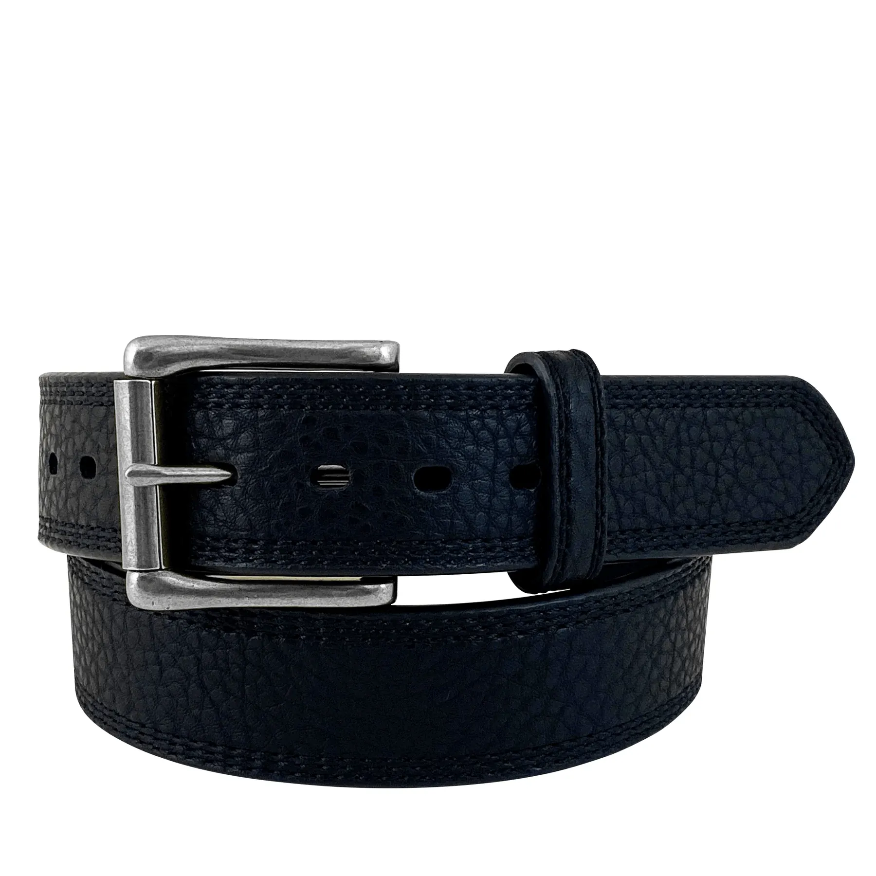 Roper Belt Mens Pebble Grain Leather Triple Stitch