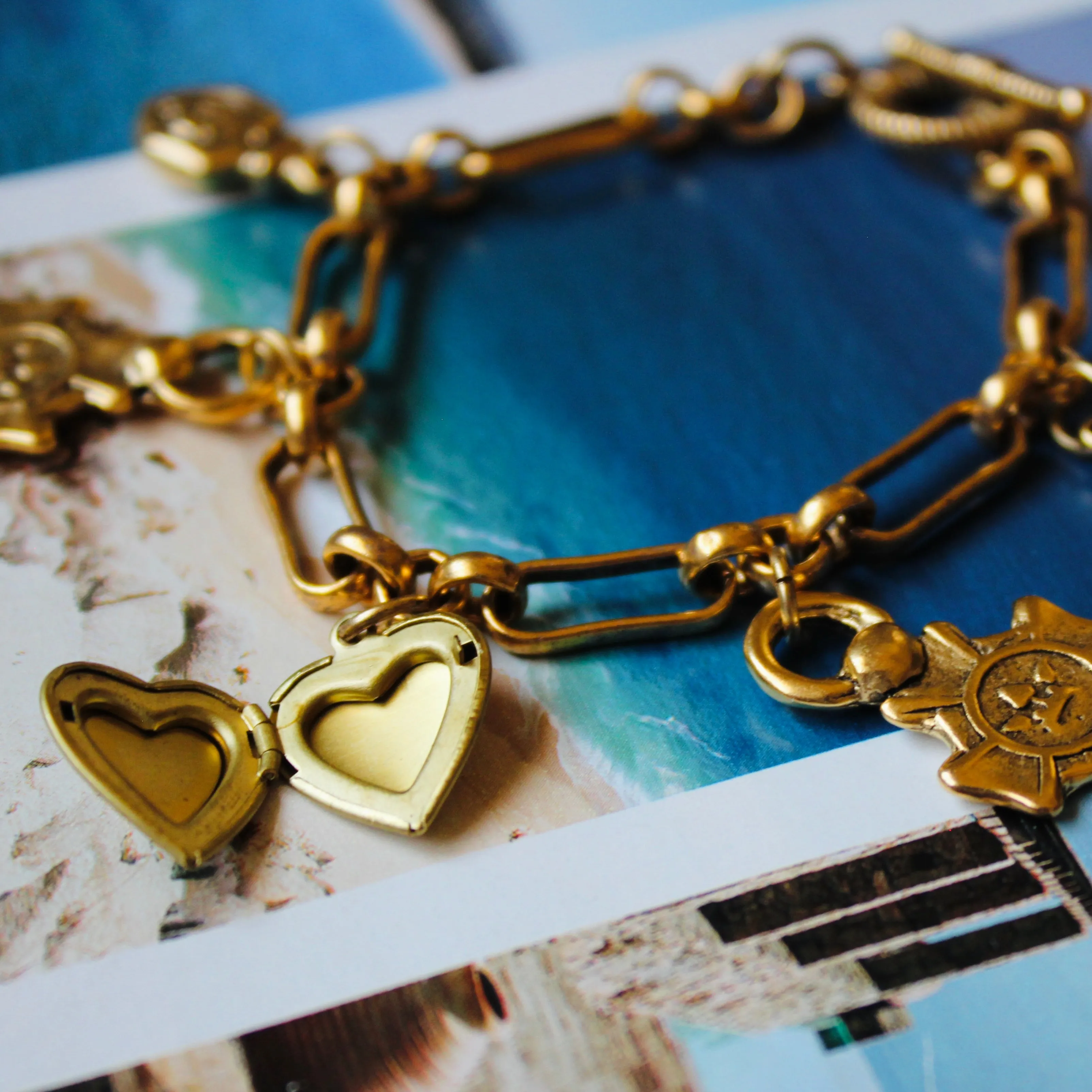Rose Locket Charm Bracelet