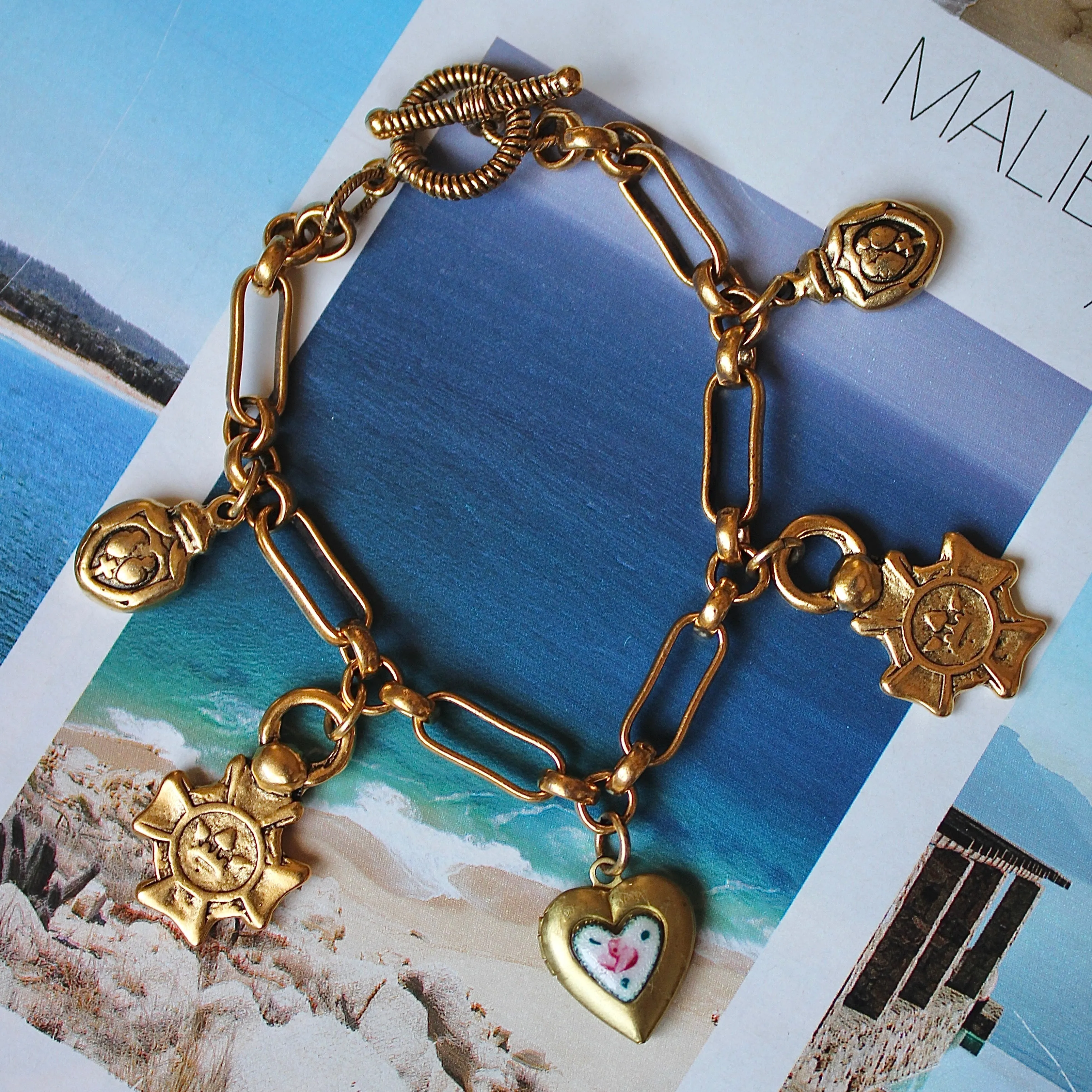 Rose Locket Charm Bracelet