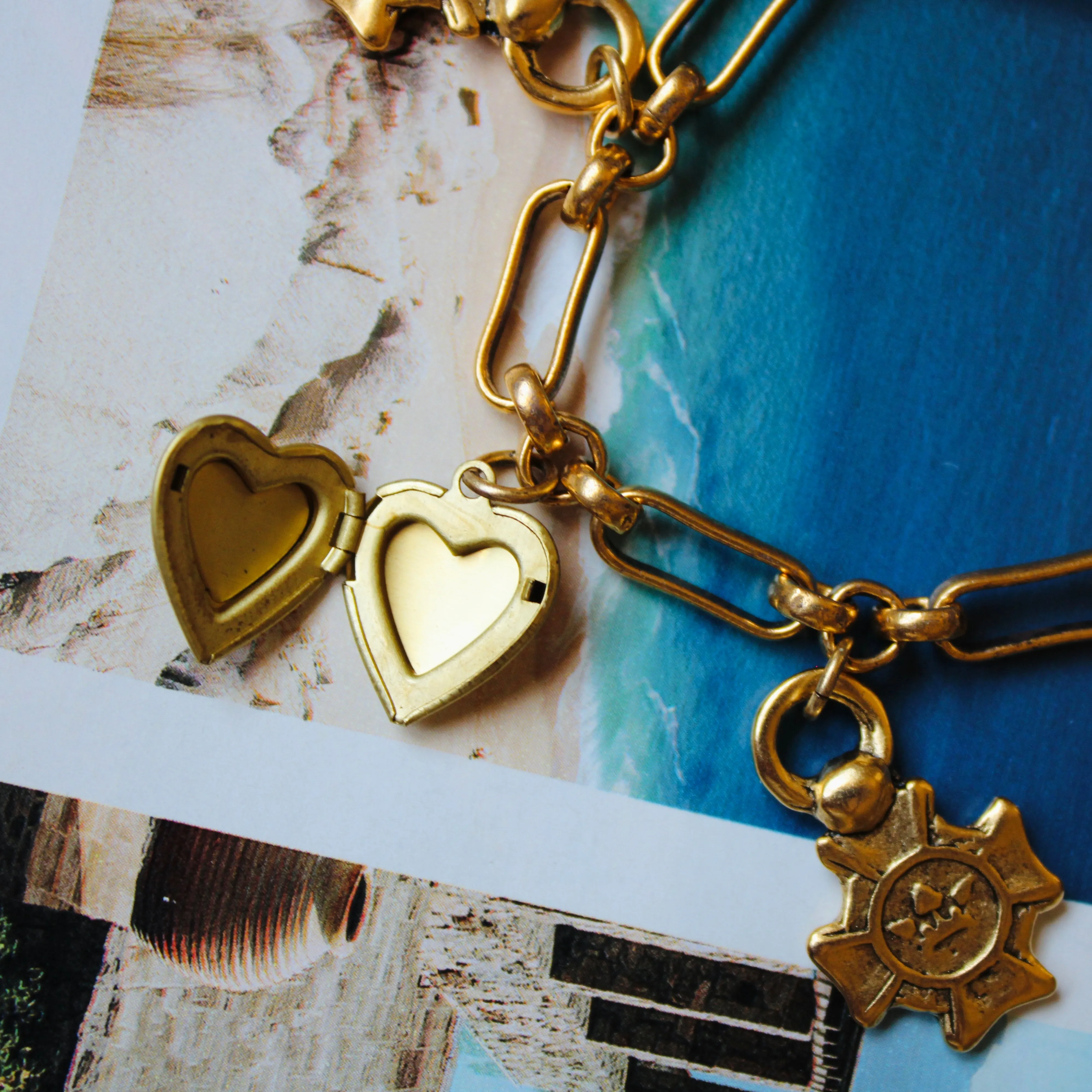 Rose Locket Charm Bracelet