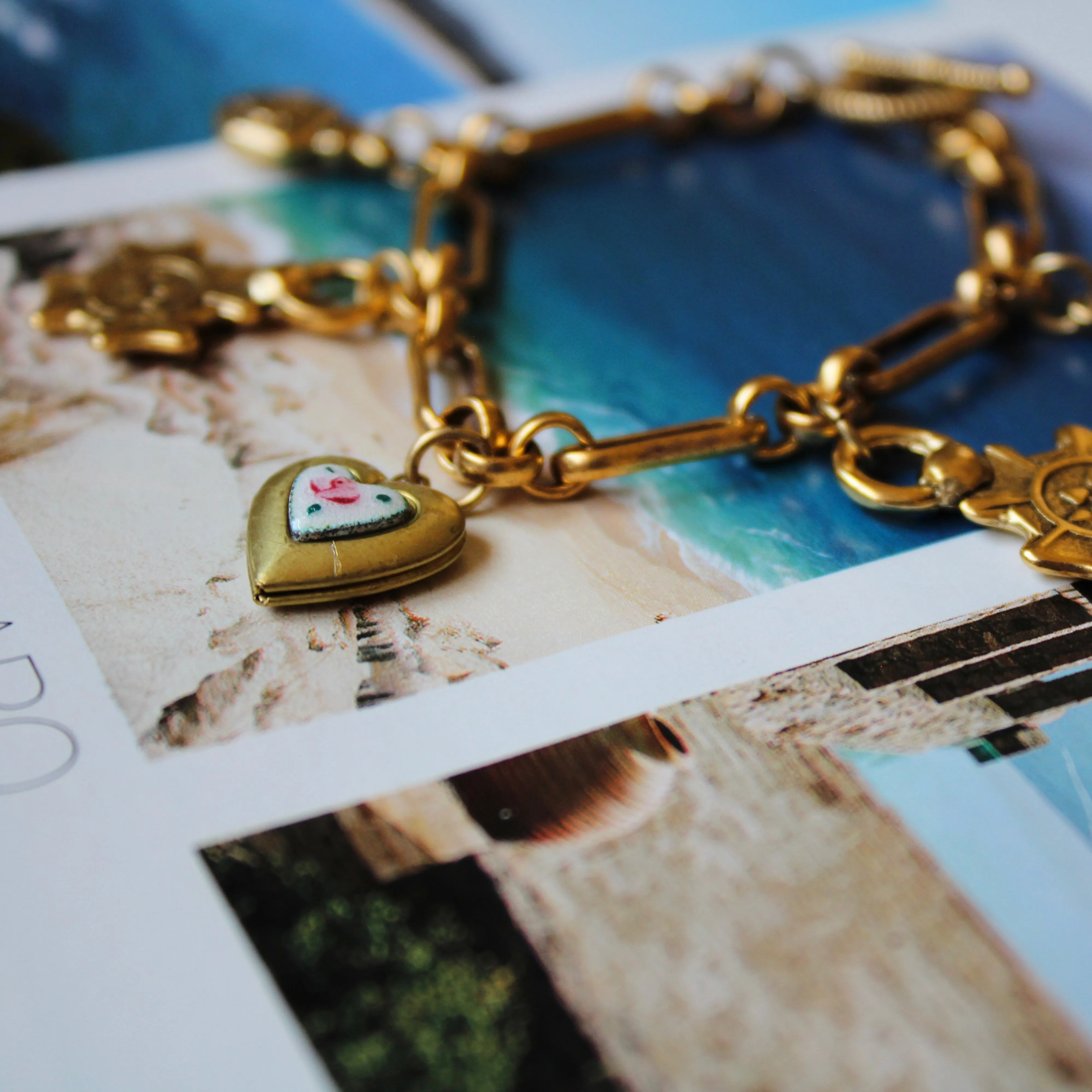 Rose Locket Charm Bracelet