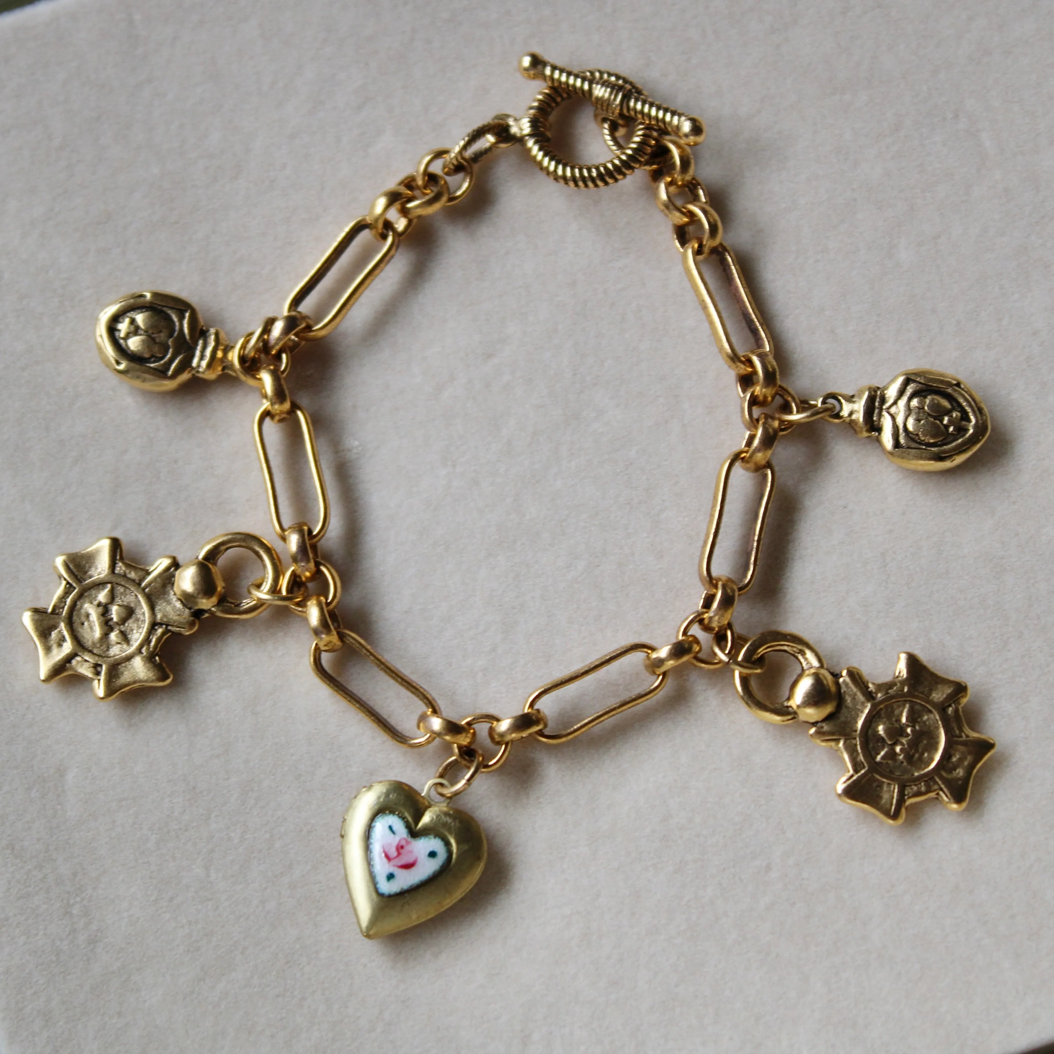 Rose Locket Charm Bracelet