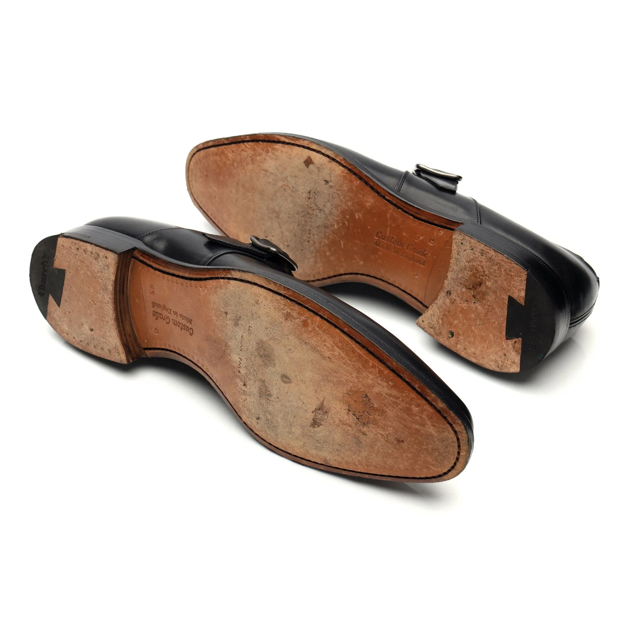 'Saxton' Black Leather Monk Strap UK 8.5 G